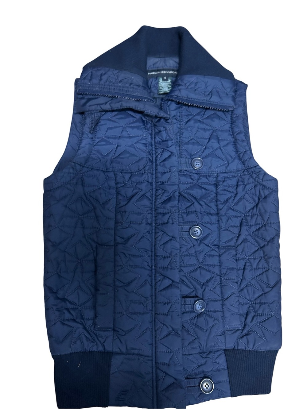 French Connection Navy Quilted Vest Sz 4